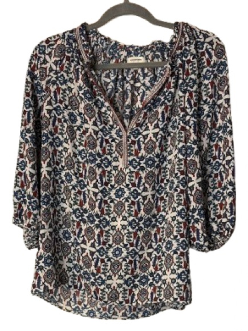 Max Studio Boho Pattern Peasant Blouse, sz Small
